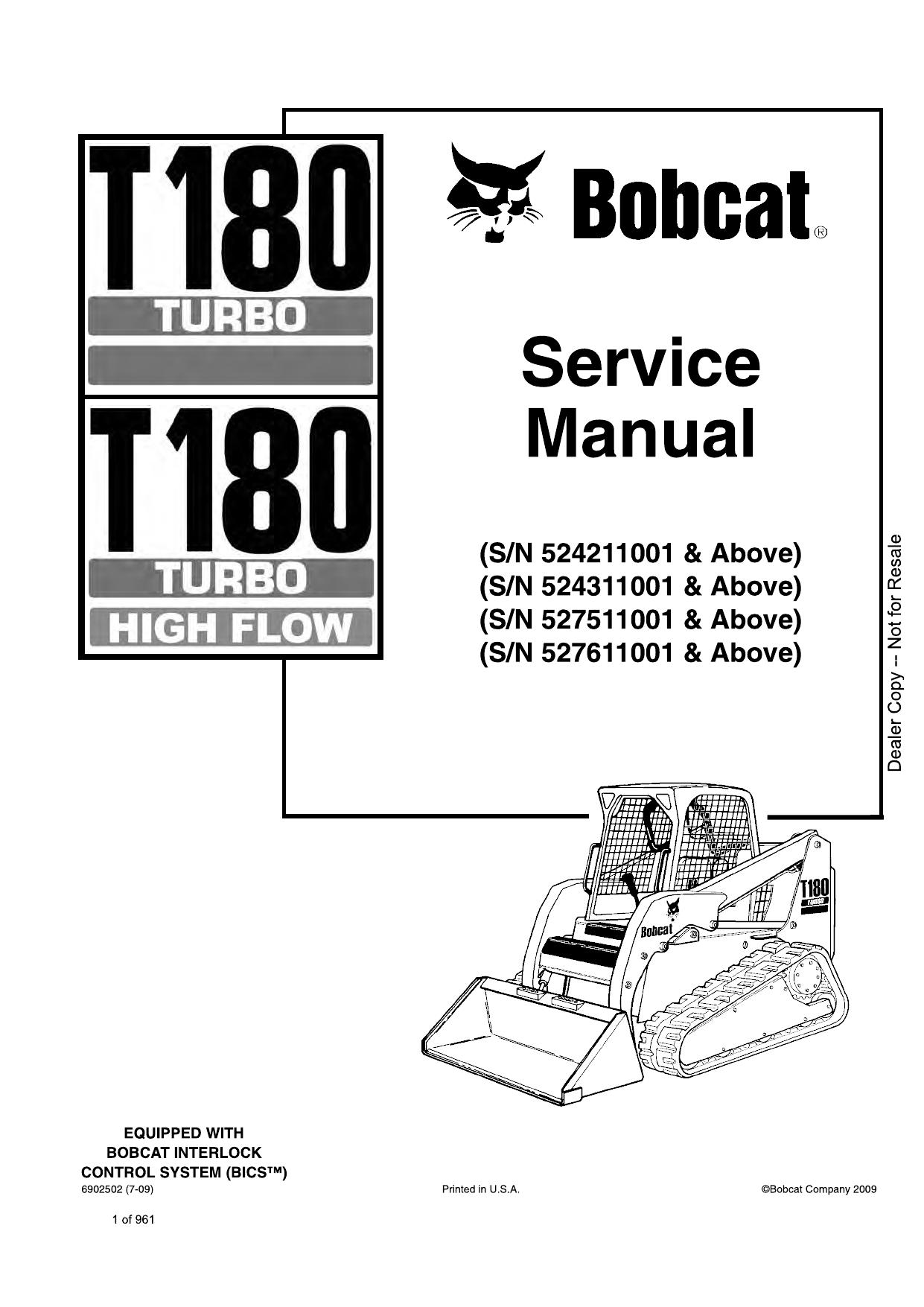 T180 Compact Track Loader Service Manual Bobcat
